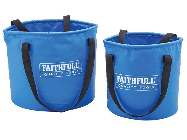 Faithfull 12L & 20L Collapsible Bucket Twin Pack – Durable, Lightweight, and Space-Saving